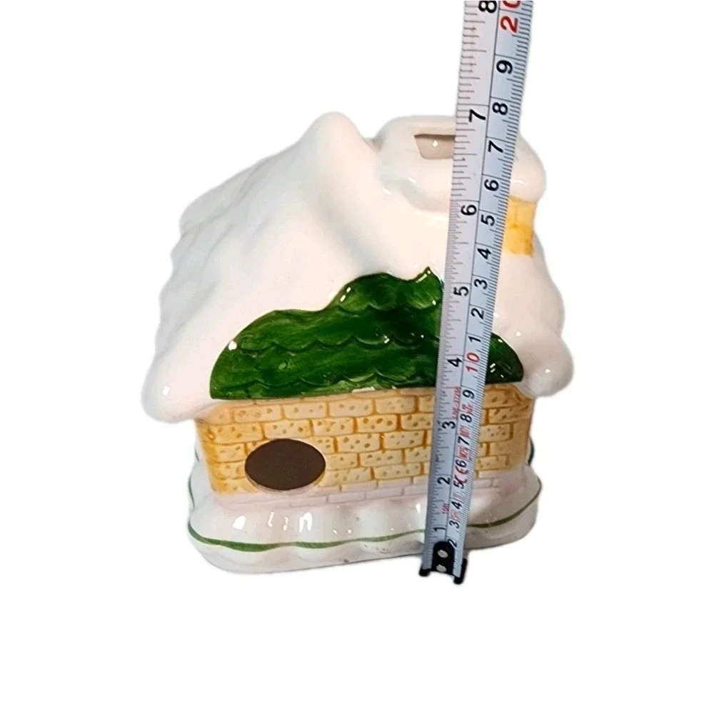Ceramic Snow Covered Christmas House Village Decor Tealight Holder‎